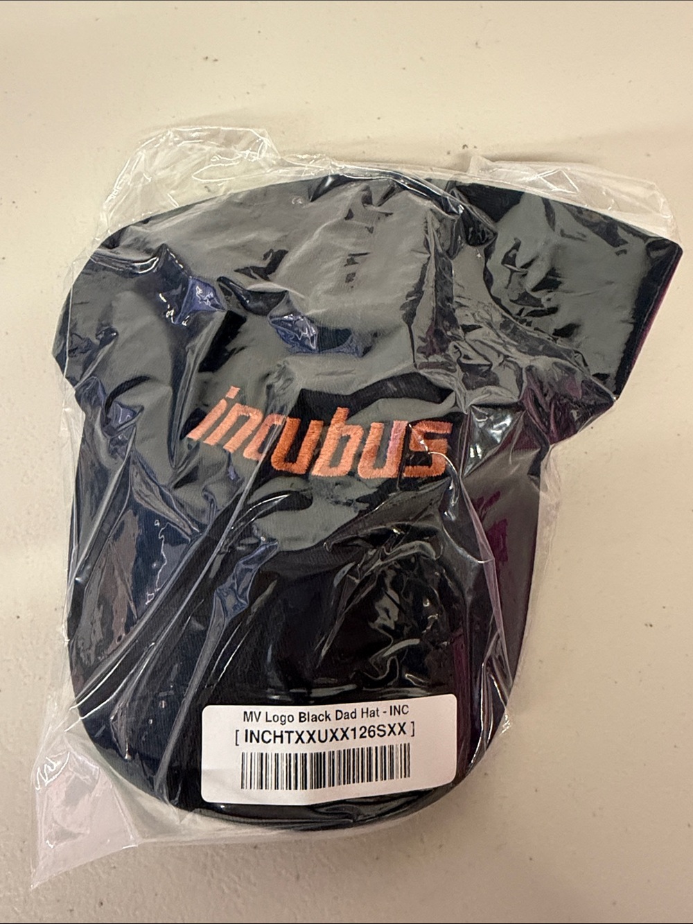 New in plastic Incubus Black Dad Hat with Orange Logo Father's Day gift band
